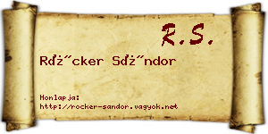 Röcker Sándor névjegykártya